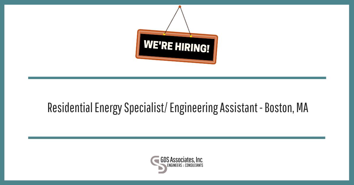 GDSassociates's tweet photo. We are hiring! GDS is looking for a #ResidentialEnergySpecialist/ #EngineeringAssistant reporting to our #Manchester office with 50% of travel time mainly within a 50-mile radius of #Boston, #MA. Apply today!
#energy #engineer #residentialspecialist #hiring #job https://t.co/IQZzpU39Jz