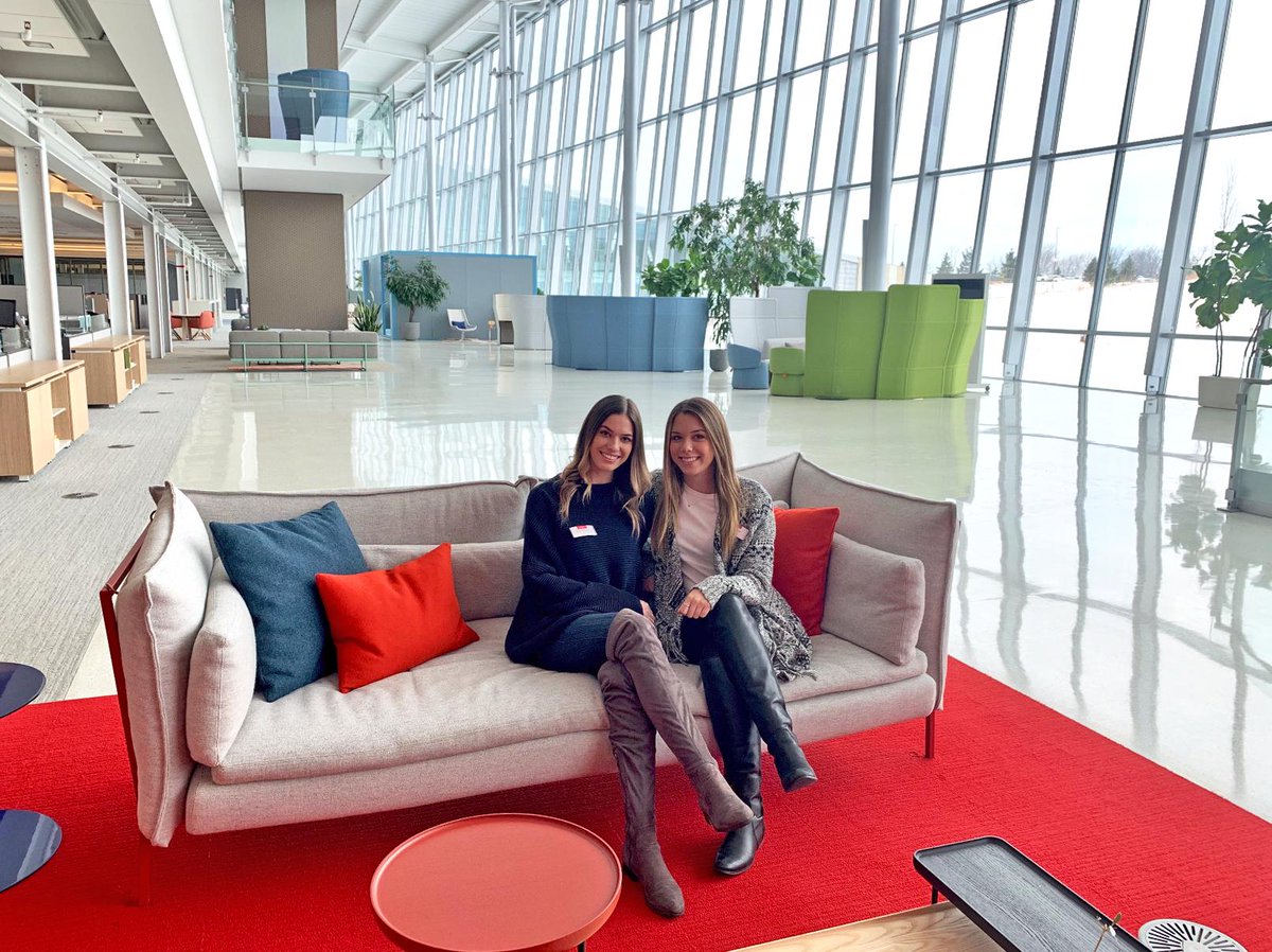 cfioffice's tweet photo. Two of our talented designers, Haley and Marina, hanging out at Haworth's HQ in Holland, MI. A group of CFI team members are attending Haworth training this week. Have fun you two! 🙌 #haworthtraining #cfioffice #commercialfurniture https://t.co/vTrSxtz5xh