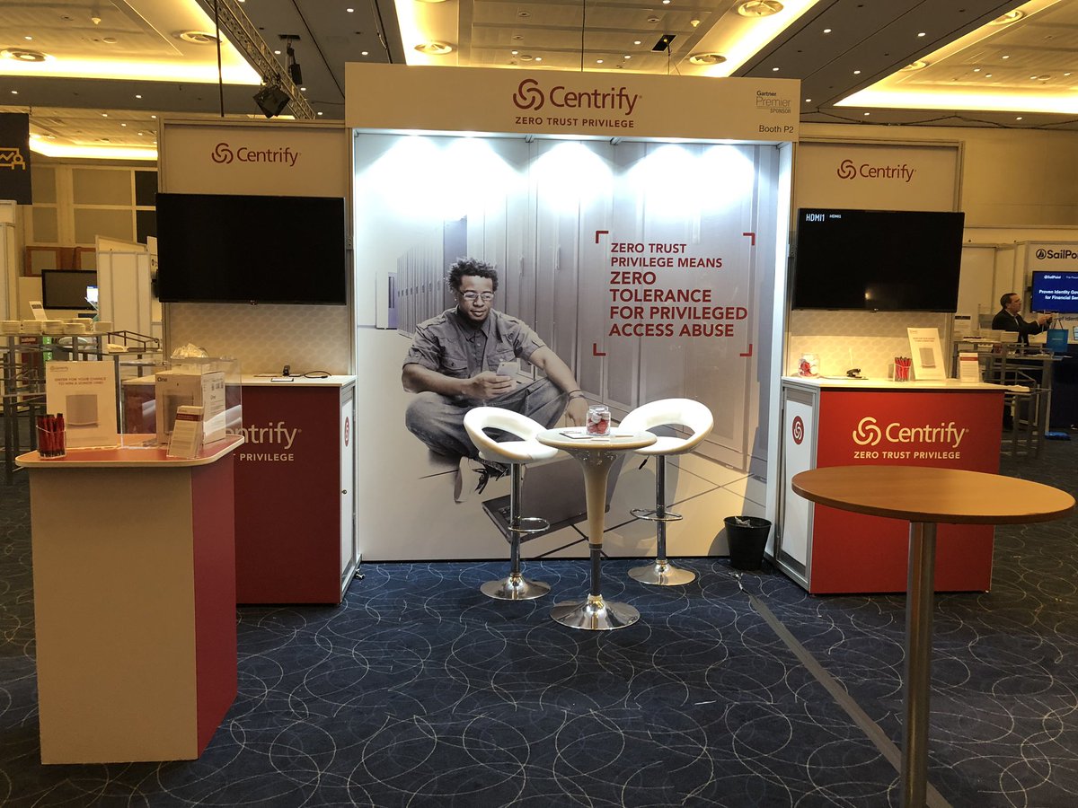 rachelhelm's tweet photo. Getting @Centrify all set up for the #GartnerIAMSummit in London. Definitely got the pre-event buzz! See you tomorrow? #iamsummit #pam #zerotrustprivilege https://t.co/VmwsH0HeEL