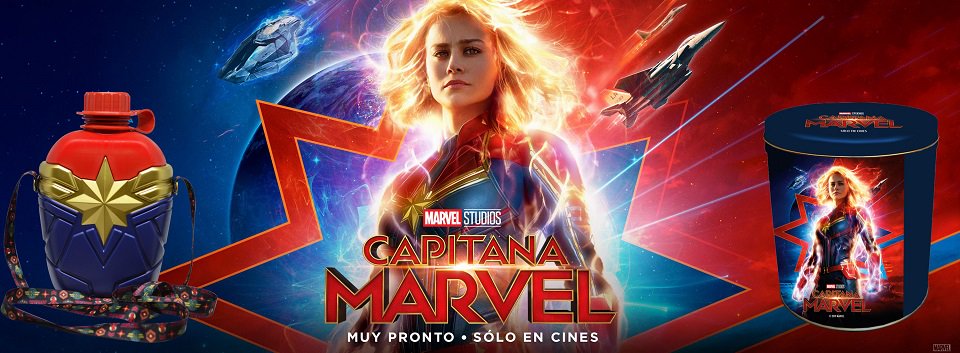 Cinemacenter3D's tweet photo. #CapitanaMarvel llega mañana 7 de marzo a nuestros cines y viene con #CombosEspeciales. ¡No te quedes sin tu lata coleccionable y cantimplora #Marvel! https://t.co/RbpC3Cpg0t