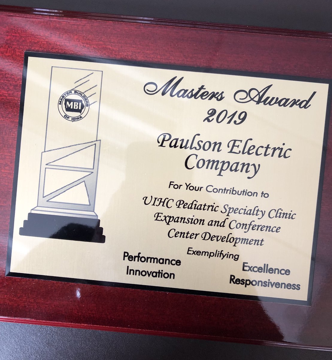 PaulsonElectric's tweet photo. We're proud of Matt, Wayne, Dave, Andy and the rest of our team for earning @MBIsince1912's Masters Award as part of the City Construction @uihealthcare's Pediatric Specialty Clinic Expansion! https://t.co/qjv4VF9xj5