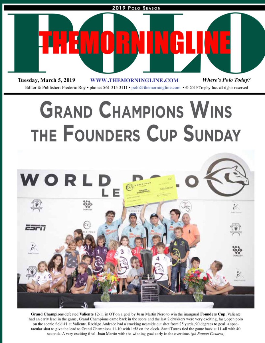 melissaganzi's tweet photo. Great coverage in #morningline #polo ⁦@worldpololeague⁩ ⁦@GrandChampions_⁩ https://t.co/I1RsywmYOd