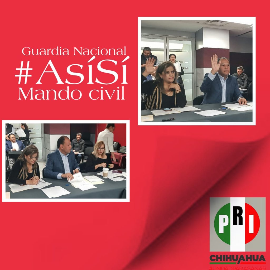 En el PRI impulsamos acuerdos para que la Guardia Nacional tenga mando civil y no militar para así asegurar las libertades de los mexicanos En la Comisión Segunda de Gobernación CongresoChihuahua presidida por nuestro diputado Omar Bazán,se aprobó el dictamen que así lo garantizó