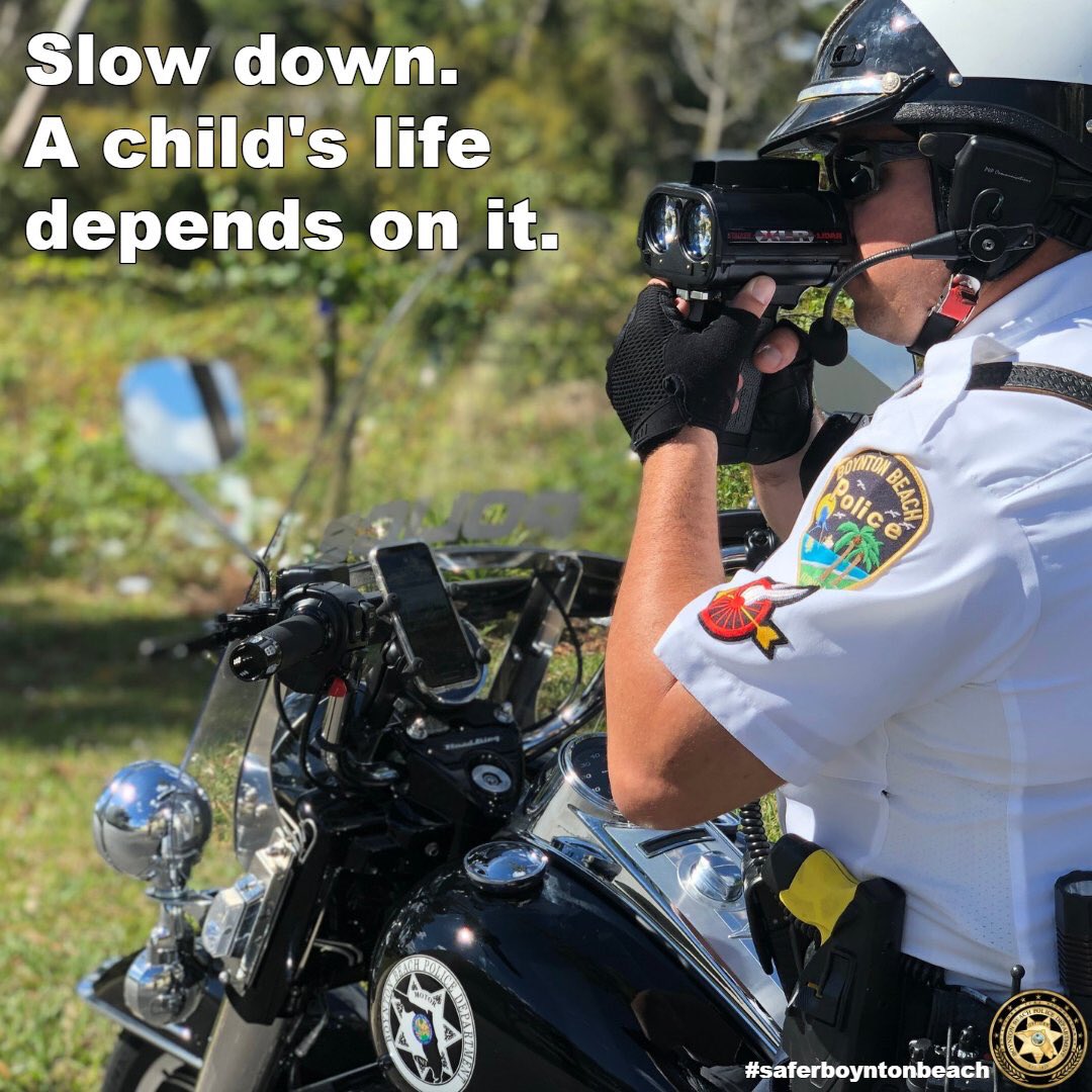 BBPD's tweet photo. 5 drivers were ticketed for speeding through the school zone at Freedom Shores Elementary this afternoon. The highest speed was 44 in a 20 mph zone. That’s a $456 fine. Please #slowdown! Lives depend on it. #saferboyntonbeach https://t.co/gCt5zZVmoU