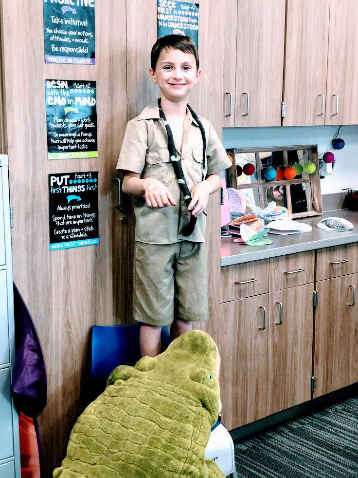 Third grade Panthers hosted a living wax museum this afternoon. From biographies on Steve Irwin to Amelia Earhart, these students have been researching their famous characters and are excited to bring their stories to life! <a href="/UpPanthers/">UPPanthers</a>