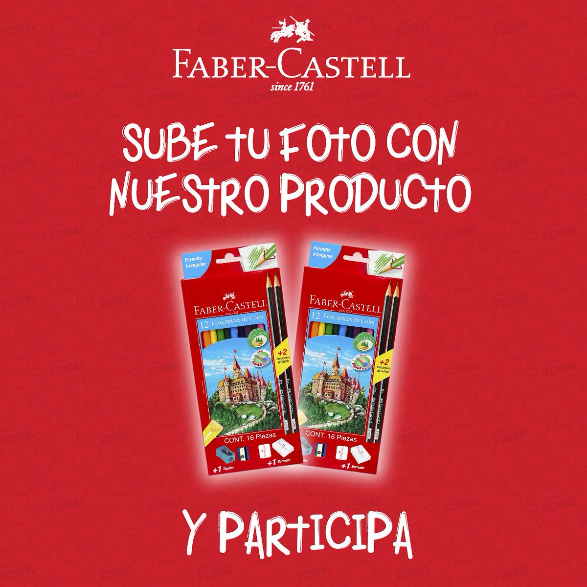 comsucre's tweet photo. ¡PARTICIPA Y GANA!

Sube tu mejor foto con nuestro producto Faber Castell presente en la imagen con el hastag #regresoaclasesFC y #Comsucre  y participa por un Kit Faber Castell de regreso a clases

*Se anunciará al ganador el viernes 8 de marzo https://t.co/3iHq4YAIbf