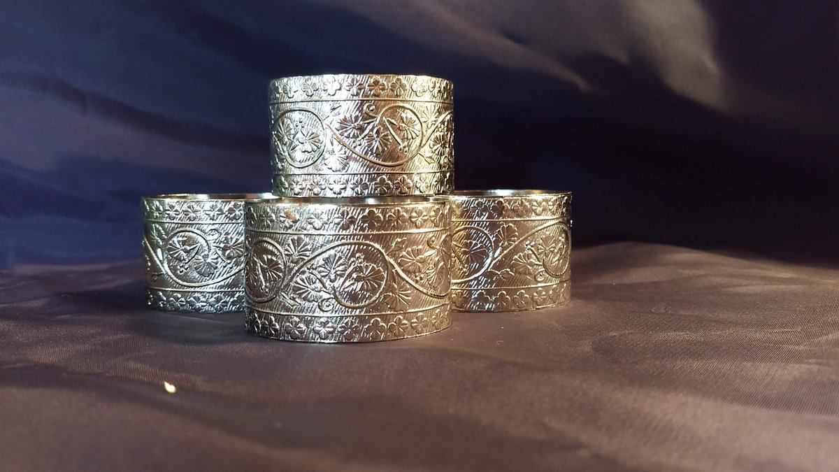 Excited to share the latest addition to my #etsy shop: Set of 4 silver colored napkin rings etsy.me/2XJCXfN #housewares #silver #softmetal #shamrock #floral #vintagenapkinrings #napkinrings #metalnapkinrings #irishnapkinrings