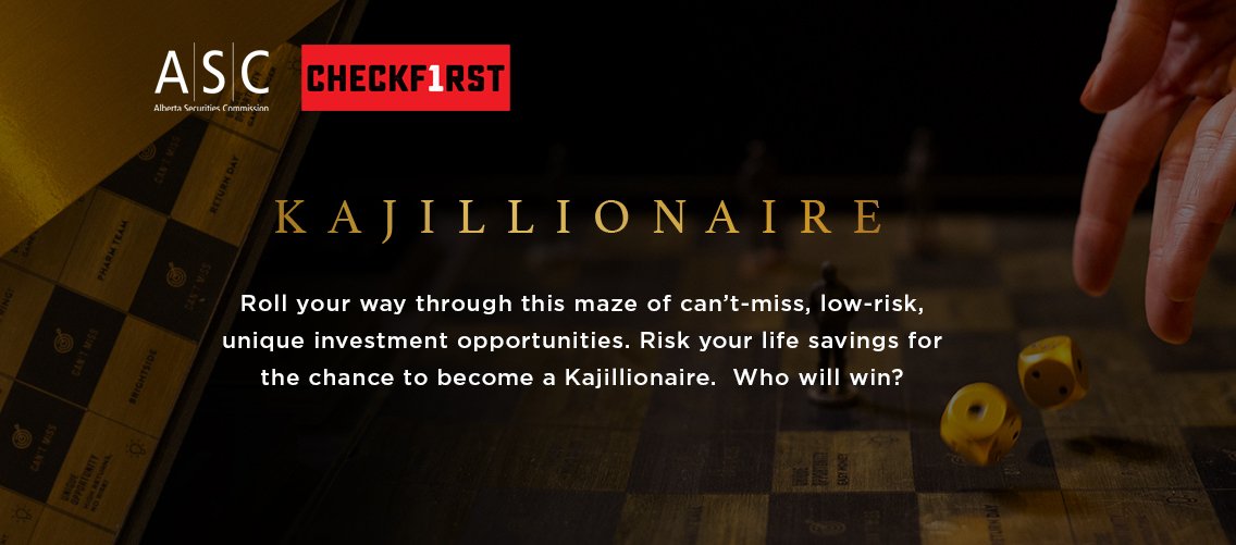 ASCUpdates's tweet photo. Alberta Securities Commission launches Kajillionaire – new board game immerses players in the world of investment fraud https://t.co/pcMeIZmOGz https://t.co/D4sqecTKzV