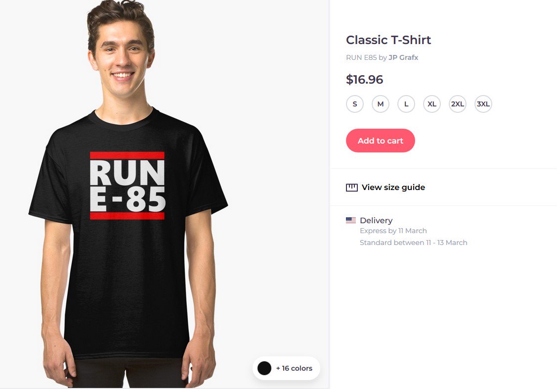 jpfrizzle's tweet photo. New design for all you race car enthusiasts out there!
 RUN E85 by JPGrafx
 https://t.co/d4OftKdYhF https://t.co/i28FX5VU9O