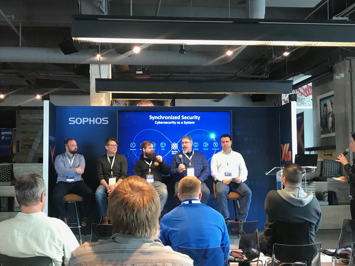 JasonP71's tweet photo. Just finished the panel more sessions to come #SophosAtSPIN #Sophos #RSAC #RSAC2019 https://t.co/w0yhGwJGhG
