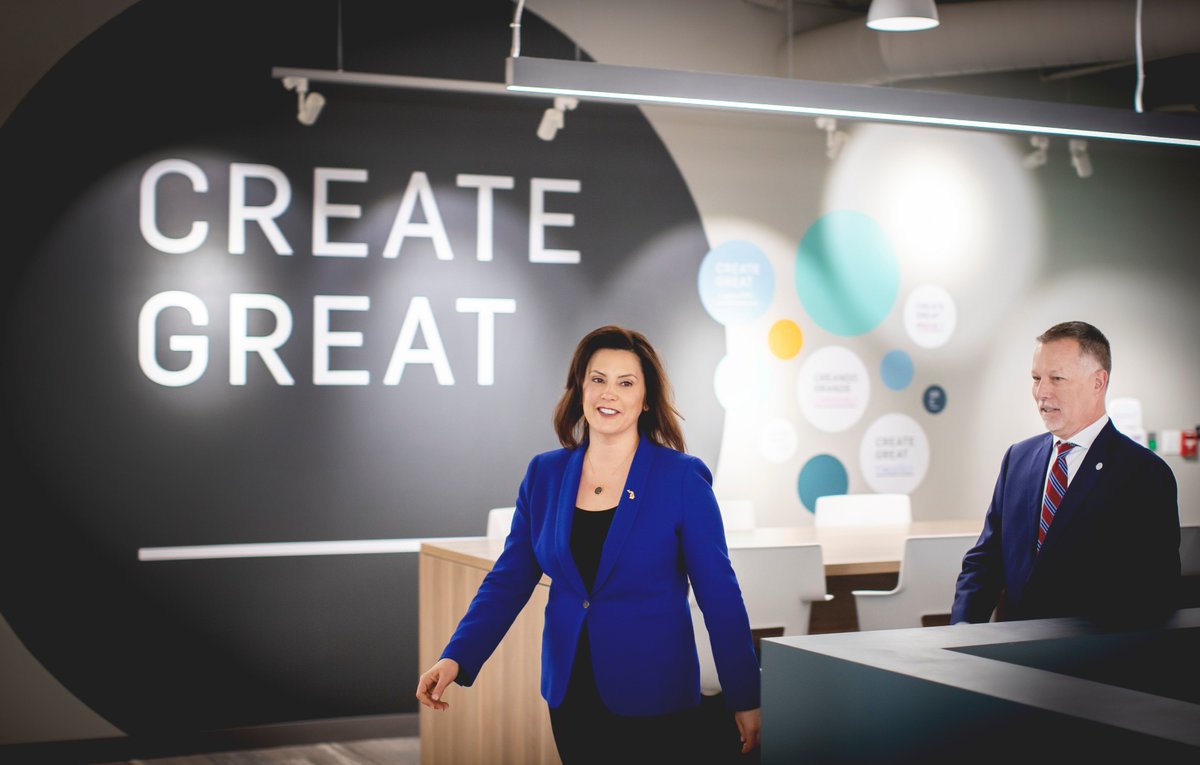 GRChamber's tweet photo. The Grand Rapids Chamber was honored to host @gretchenwhitmer this afternoon for a dialogue with our members on the budget she presented to the Legislature. Members weighed in on the specifics of the proposal and how it would impact their companies. #CreateGreatPolicy #FTDR https://t.co/vnhIymuHYw