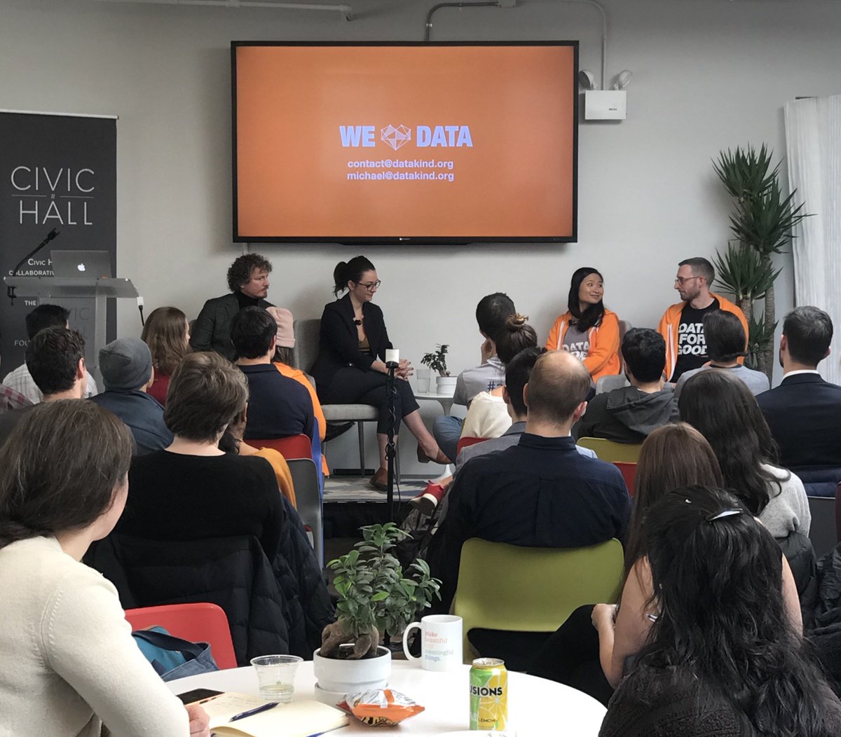 DataKind's tweet image. Closing out #MachineEatable, another great lunch and learn highlighting the latest happenings on the frontlines of #datascience for #socialgood. Many thanks to @MicrosoftNY @CivicHall @johnpaulfarmer @canadeau 🧡