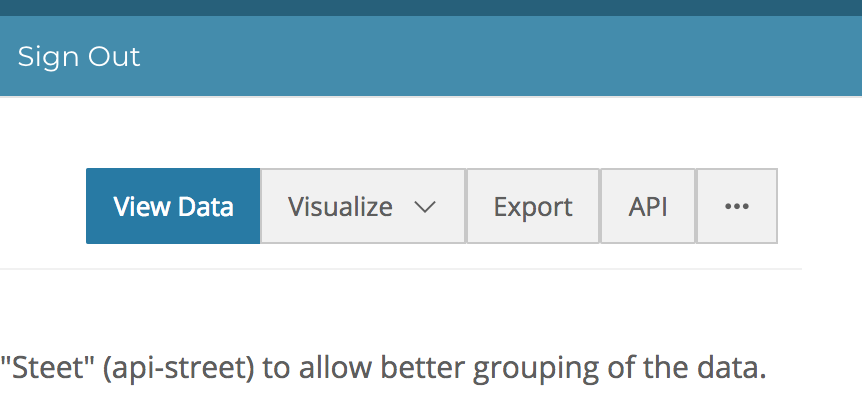 gumbypp's tweet photo. @socrata when you open a data set at DataSF's portal, you now only see a landing page for that set and need to press "View Data" to see the actual data. This is not obvious since that button is already highlighted which implies that the landing page is the data page. @DataSF https://t.co/g44Cv14he8