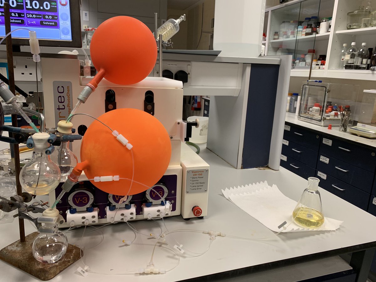 Gram scale flow reaction let’s go! #RealTimeChem #phdchat #flowchem