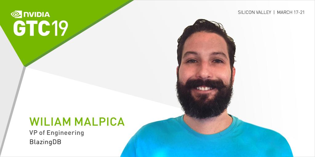 NVIDIAAIDev's tweet image. Hear from William Malpica, VP of Engineering @BlazingDB, about how #BlazingSQL integrates with @RAPIDSAI to provide developers C++ APIs to build new powerful software tools using the same data compute primitives at #GTC19. Learn more: nvda.ws/2EQrSlR