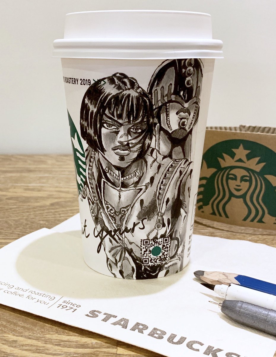 Helll ヘル 今回はスタバの紙カップに ブチャラティを描キ描キ ジョジョ スタバ 落書き Helll ヘル 今回はスタバの紙カップに ブチャラティを描キ描キ ジョジョ スタバ 落書き
