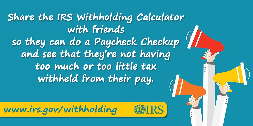 Avoid an unexpected tax bill when you file a tax return next year. Do a #PaycheckCheckup now to see if you need additional withholding or to make estimated tax payments in 2019. irs.gov/withholding