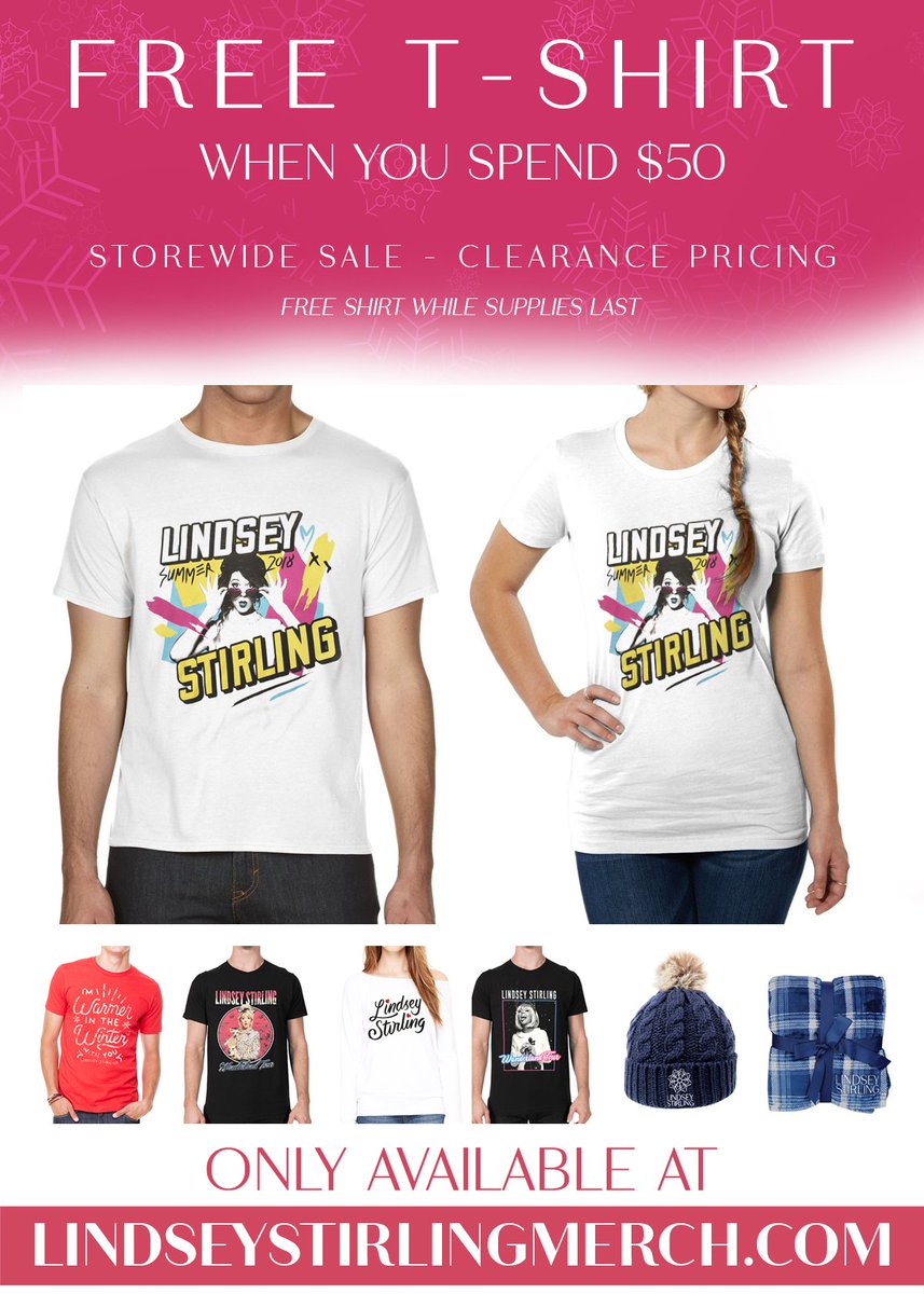 LindseyStirling's tweet image. It's raining in Los Angeles, so FREE T-SHIRT with orders over $50 in my merch store!! lindseystirlingmerch.com