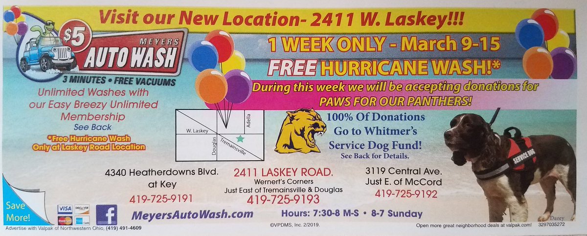 Cowbell_Nation's tweet photo. Hey Peeps! Go support this local business that actually spent money to advertise FREE car washes in which they are taking donations that will 💯% go to Whitmer's Service Dog Fund! https://t.co/3PYIZSpeoF