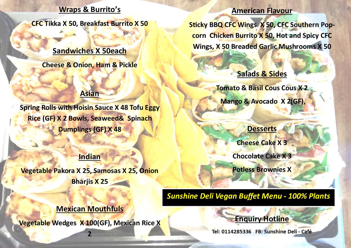 SheFestSY's tweet photo. Omg 🤤🤤🤤. Make sure you're hungry on Friday if you're coming to our #livelate event @MuseumSheffield on Friday! We have @SunshineDeli14 bringing you a 100% #vegan buffet for a bargain £5pp! #IWD2019 Limited to 100 peeps, don't miss out! https://t.co/eiOuwqVaTh