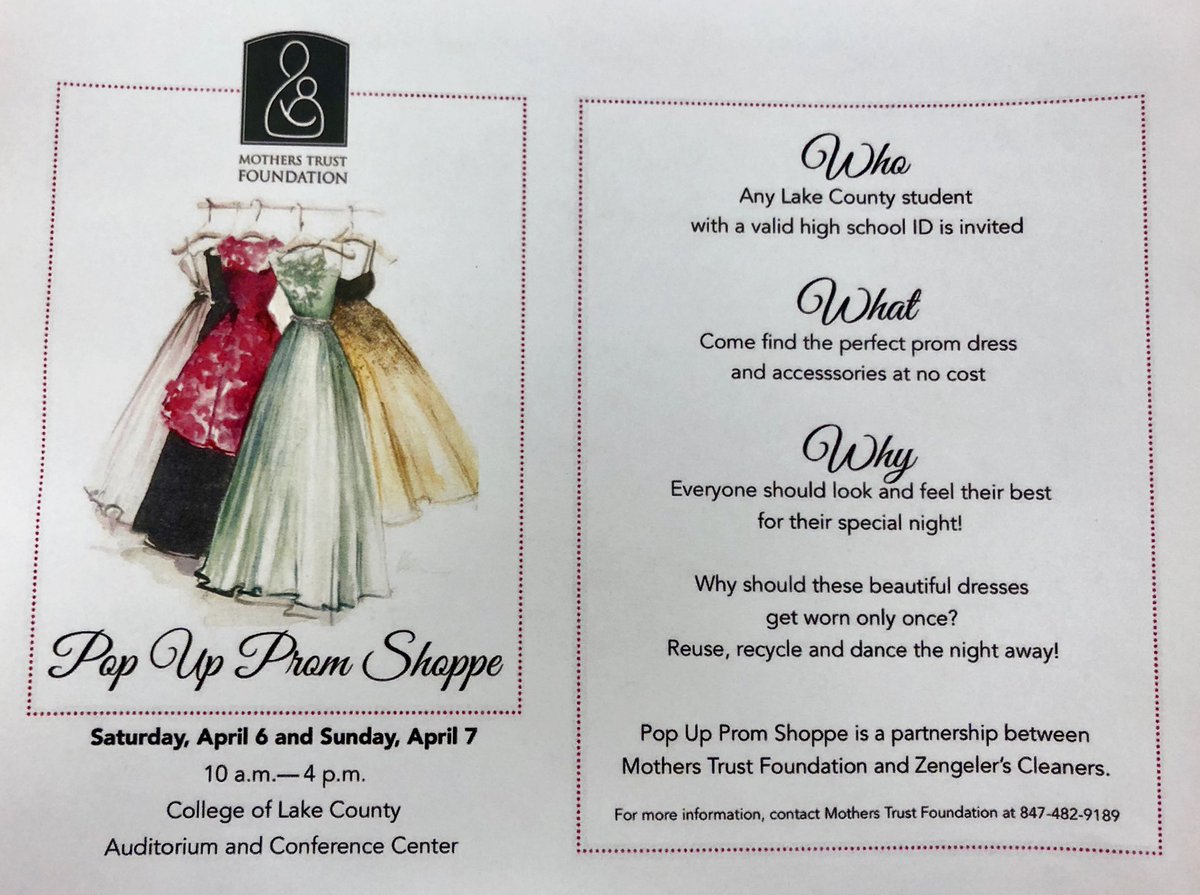 hey girls!! if you’re looking for a dress for prom or any reason at all, Mothers Trust Foundation is hosting a Pop Up Prom Shoppe at CLC!! all dresses and accessories are FREE! this event is from 10-4 on saturday the 6th and sunday the 7th👗👠