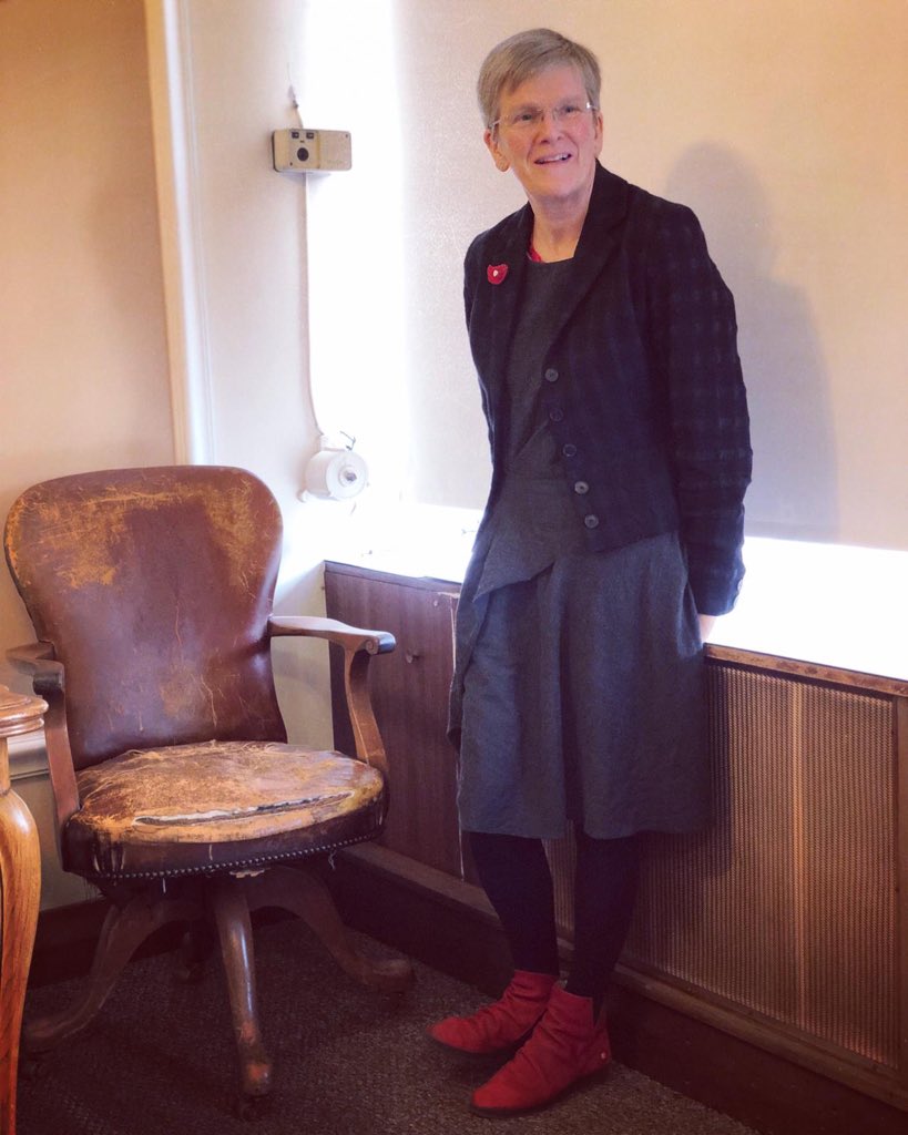 NaissanceCRE's tweet photo. Judith Alfrey from Cadw, Welsh Government's historic environment service visited us today at Howells. She is next to Sir Howells original boardroom chair! #cadw #wales #howells #history #heritage https://t.co/NM2ehRgCOJ