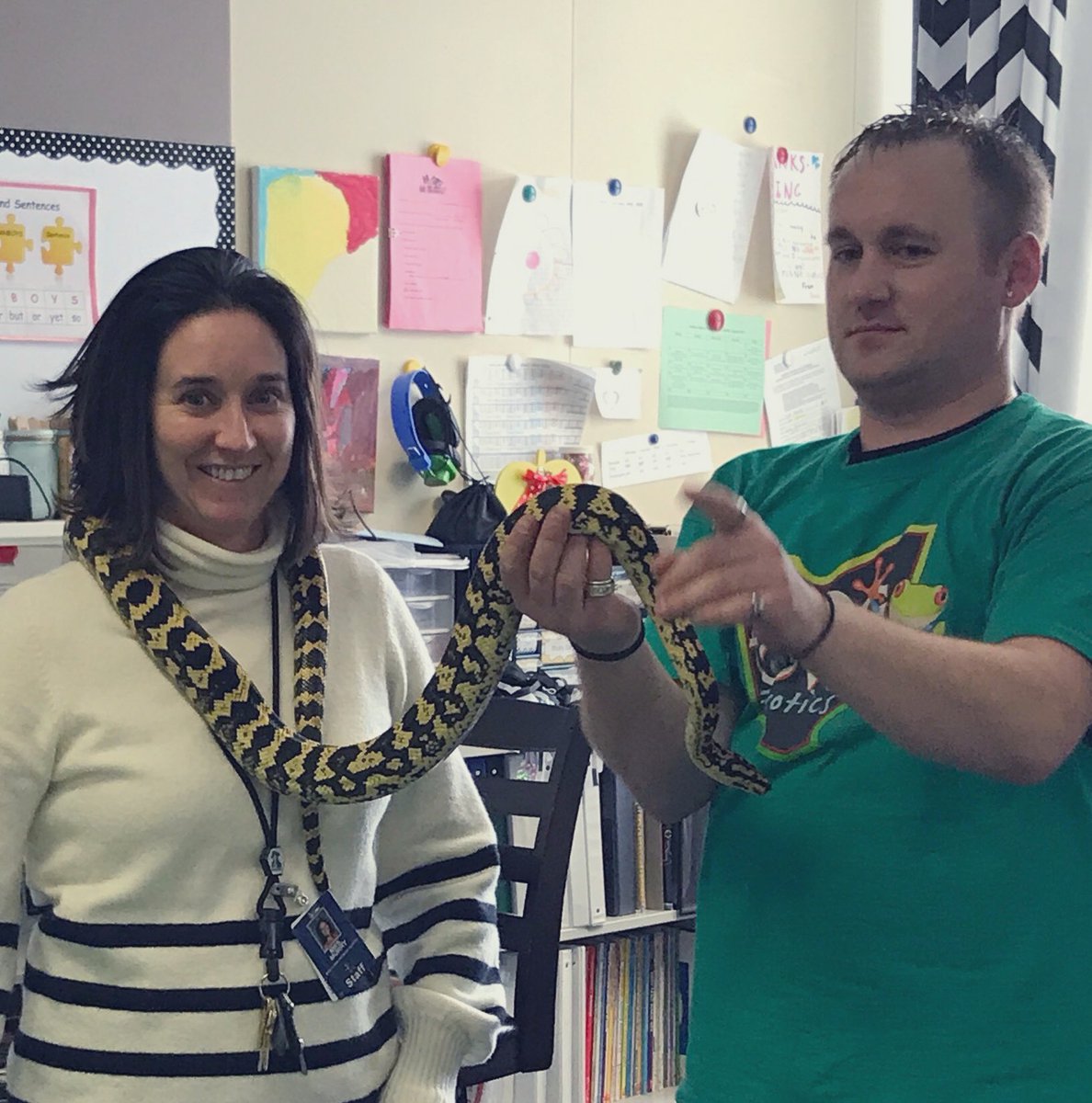 awlsmo's tweet photo. The office staff getting “acquainted” with friends from Frog Town Exotics! Thank you Jake the Snake 🐍 for sharing your pets and passion with Monclova! #gettingoverfears #reptilesarecool https://t.co/GbJioNhhos