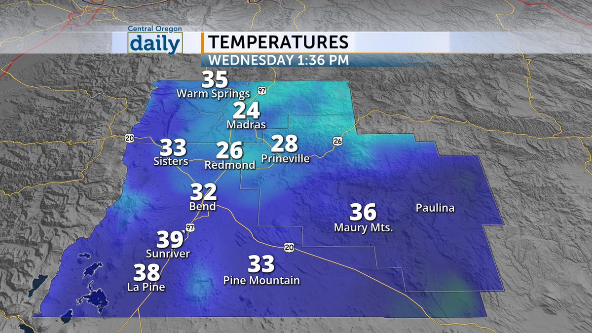 CODaily's tweet photo. The sun is starting to shine and temps are climbing into the 30s. Scattered light snow & areas of mix are not over yet with slick roads still a concern. Join us for the Afternoon Edition of #COdaily at 3pm on KOHD-ABC for a full forecast. #ORwx
More >> https://t.co/3qEtTcMRrM https://t.co/aaEhCO7S1I