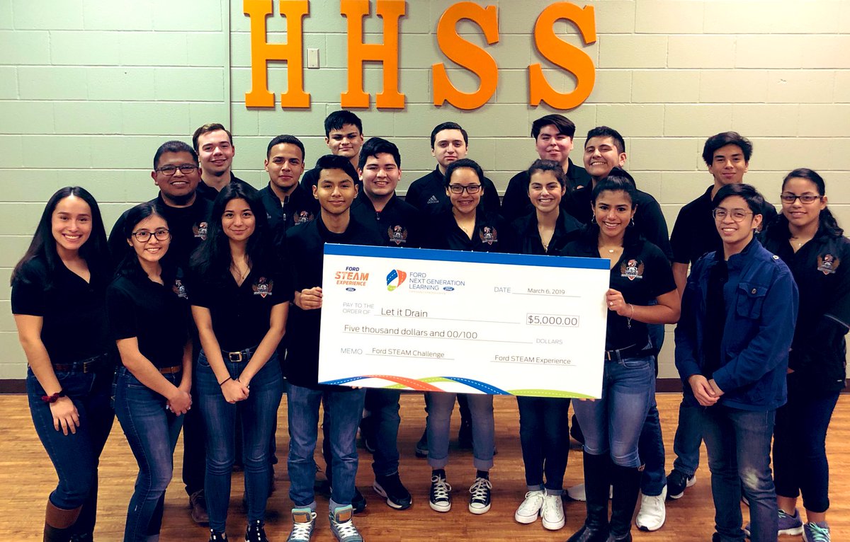 Congratulations Engineering Club! <a href="/FordNGL/">Ford NGL</a> awarded them $5,000 for the implementation of their Let It Drain project! #HawkPride #AStepAbove