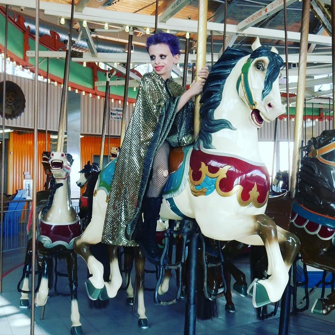 desmond_amazing's tweet photo. Ok can we just forget about #winter already &amp; move on to #spring &amp; #summer? I really miss @LunaParkNYC in #ConeyIsland! 🎢 Gold #sequin #cape by @TheHouseofMann

#merrygoround #carousel
#houseofmann #lunapark
#androgynous #clubkid #drag #dragkid #fashion #lgbt  #desmondisamazing https://t.co/rK5MFbiF4l