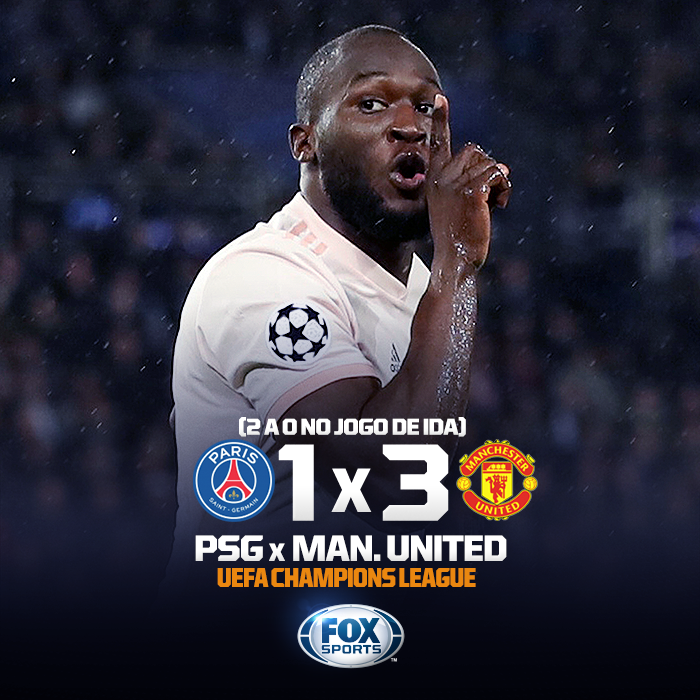 SportsCenterBR's tweet photo. 🇫🇷🏴󠁧󠁢󠁥󠁮󠁧󠁿 FEZ HISTÓRIA!

Após perder de 2 a 0 no Old Trafford, o @ManUtd reverte o resultado em Paris, e avança às quartas de final da Champions League! Gols foram de Lukaku, que fez dois, e Rashford, que deu a classificação aos 48 do segundo tempo! https://t.co/bQFqmnVpT9