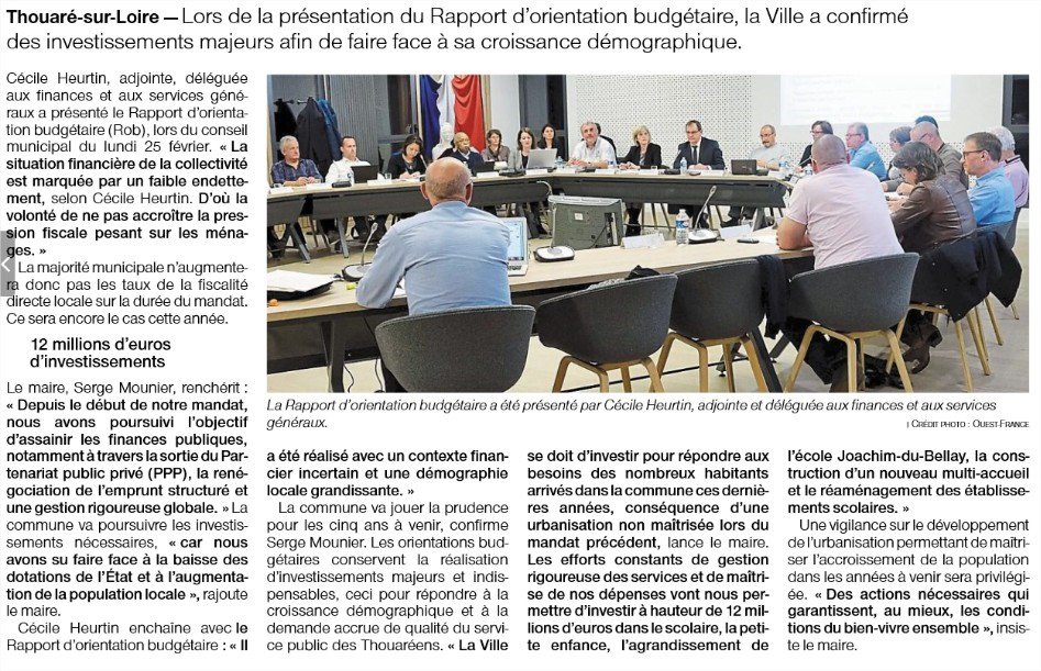 Dans un contexte politique incertain, dans un contexte financier tendu, nous maintenons nos objectifs de ne pas augmenter la fiscalité pour la part communale tout en développant un service public de qualité. #Thouare #directthouare