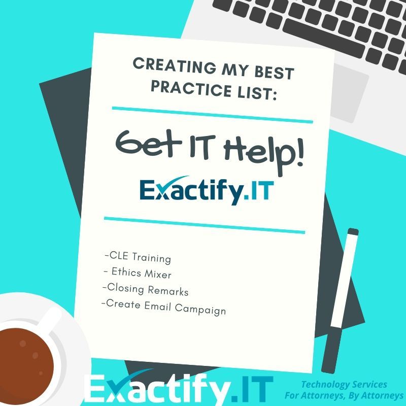 ExactifyIT's tweet image. Schedule A Complimentary Consultation! Get IT Help for Attorneys, By Attorneys. #exactifyit #Lawyers #ITsolutions buff.ly/2D72xDp