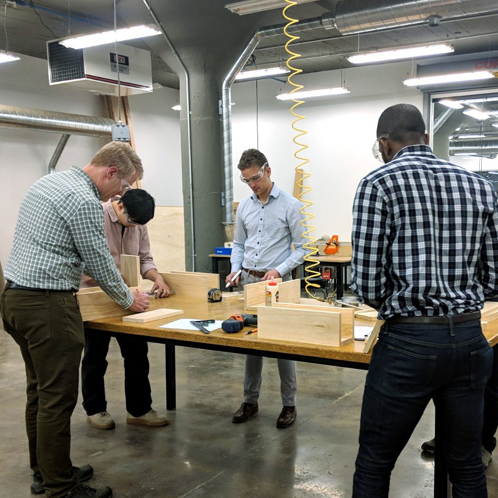 made_stl's tweet image. When you ask architects to build a wine rack 📐📐📏📏 #measuretwice #woodshop #groupclass