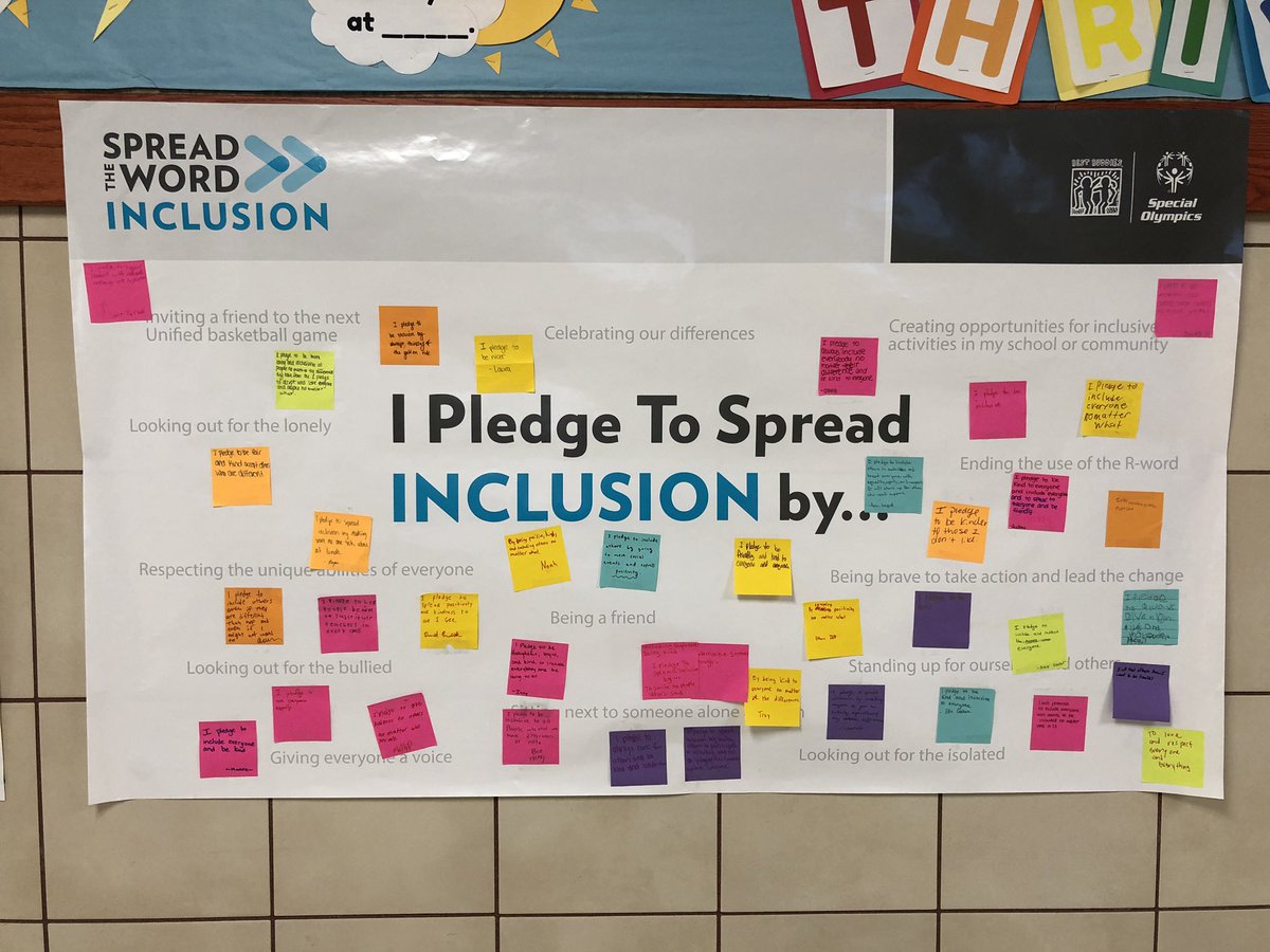 Students took a moment during lunch today to pledge to Spread the Word- promoting respect and inclusiveness for everyone.  Loved reading their thoughtful notes @PledgetoInclude @BestBuddiesPA