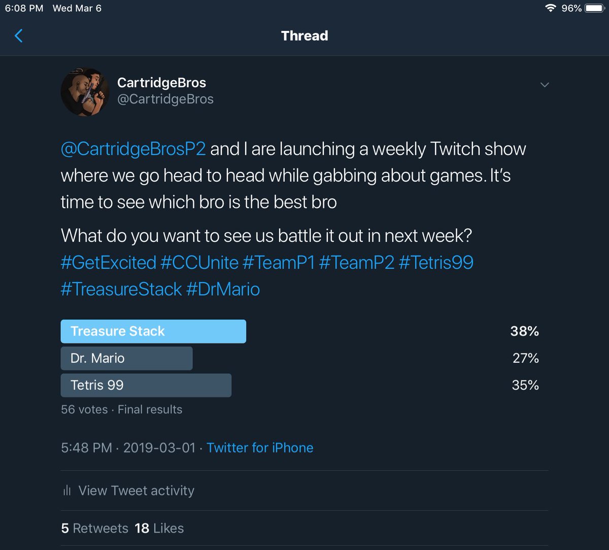 CartridgeBros's tweet image. We asked and you have spoken! Thursday March 7th at 6pm EST @CartridgeBrosP2 and I go live for the first ever weekly #CartridgeBrosVersus and we’ll be playing #TreasureStack on the #NintendoSwitch 

#CCUnite #TeamP1 #TeamP2