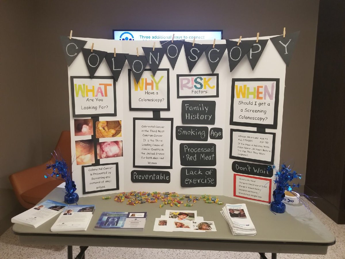 GastroHealthDoc's tweet photo. So proud of my @SSMHealthSaints #Gastroenterology team 4 educating& raising awareness! #Informationbooth
Busting #coloncancer myths &promoting #facts.
Fact: Lifetime risk for #colorectalcancer is one in 23 in men, and one in 25 women
Bottom line: #getscreened
@AmCollegeGastro https://t.co/0ebApl4ZB0