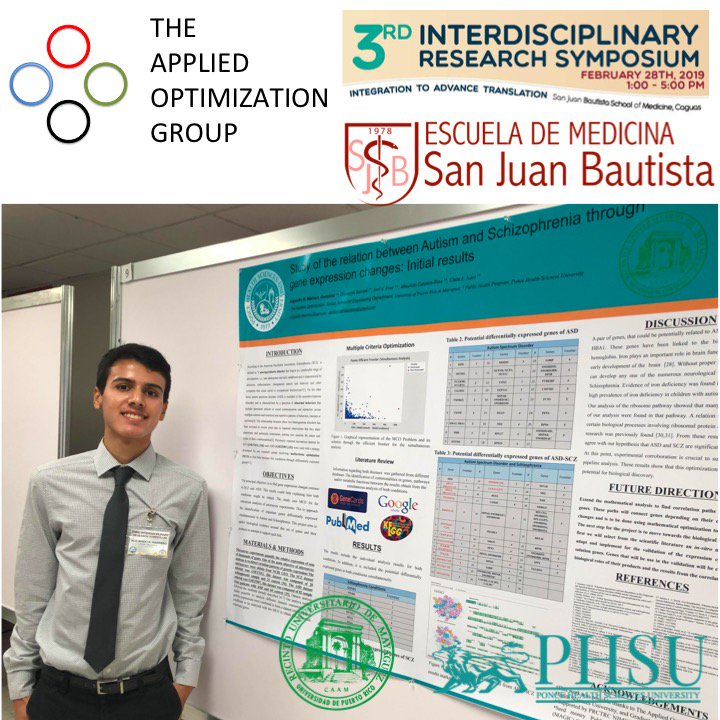 AppliedOptUPRM's tweet image. AOGer Alejandro Marrero in action at the 3rd Interdisciplinary Research  Symposium, San Juan Bautista School of Medicine. Congratulations!!! #AOGAchievers #PHSUAchievers #PHSUResearch #UPRMResearch #IsazaResearch @PonceHealthSU