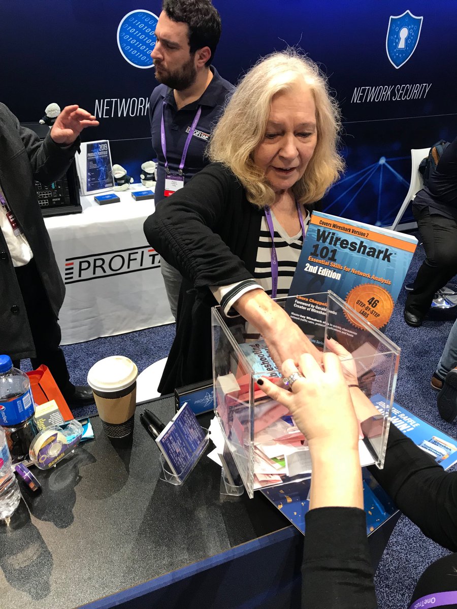 LauraChappell's tweet image. Winner of the 3 book #Wireshark set is Chihyi Hsieh! Come to #Profitap 3223 #RSAC
