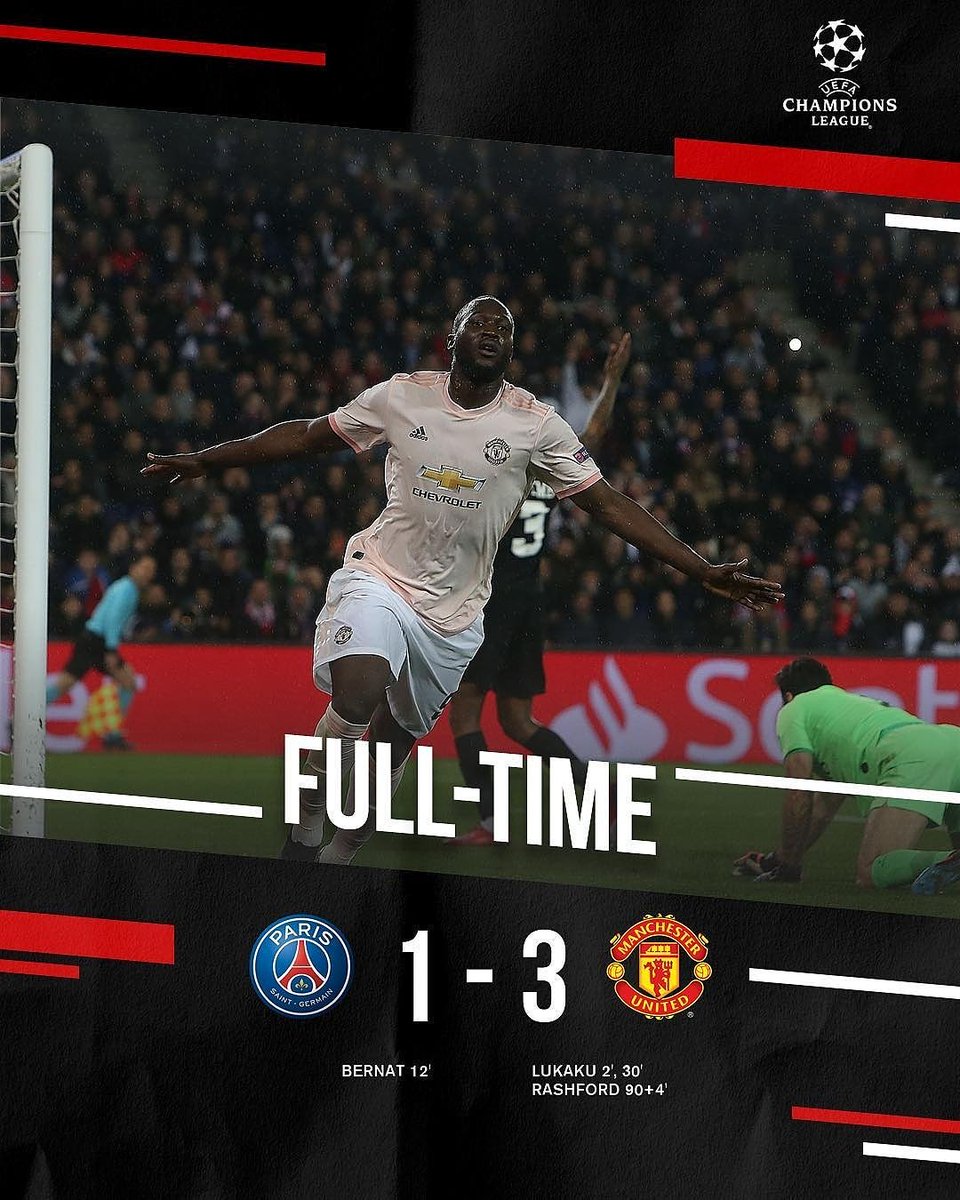 FT:  PSG 1-3 Man. United 

 #UCL #championsleague #MUFC #matchday #manutd #manchesterunited #united #unitedfans #indomanutd #PeaceLoveUnitedRespect  #indomanutdjogja #jogja