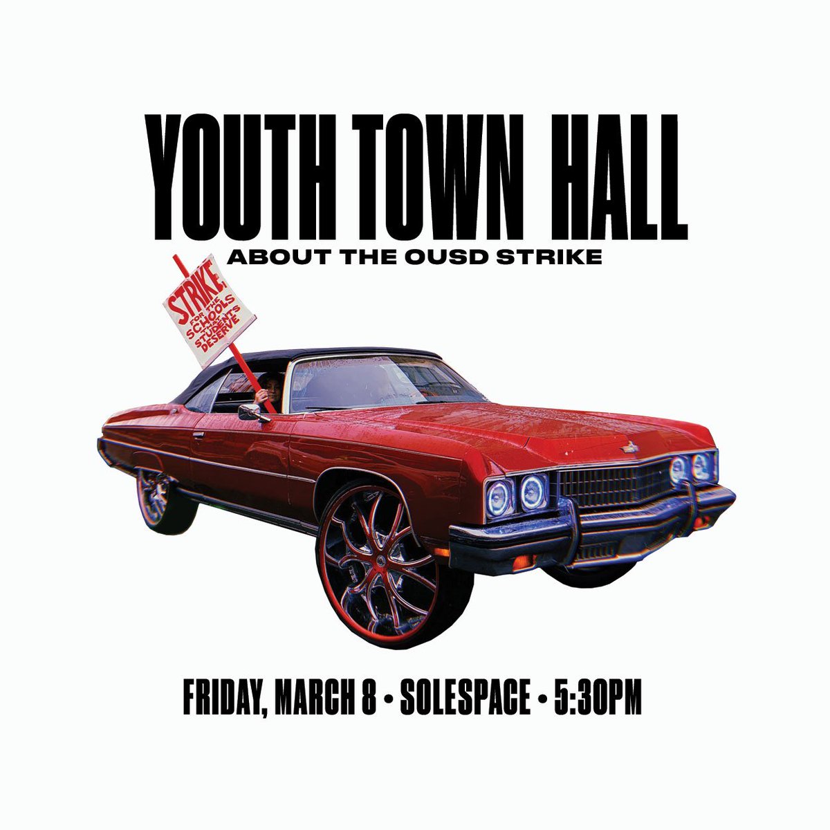 youthspeaks's tweet image. Join us this Friday 3/8 at @solespace for a YOUTH TOWN HALL (before open mic &amp;amp; slam) about the #OUSDstrike and student voice in the aftermath.