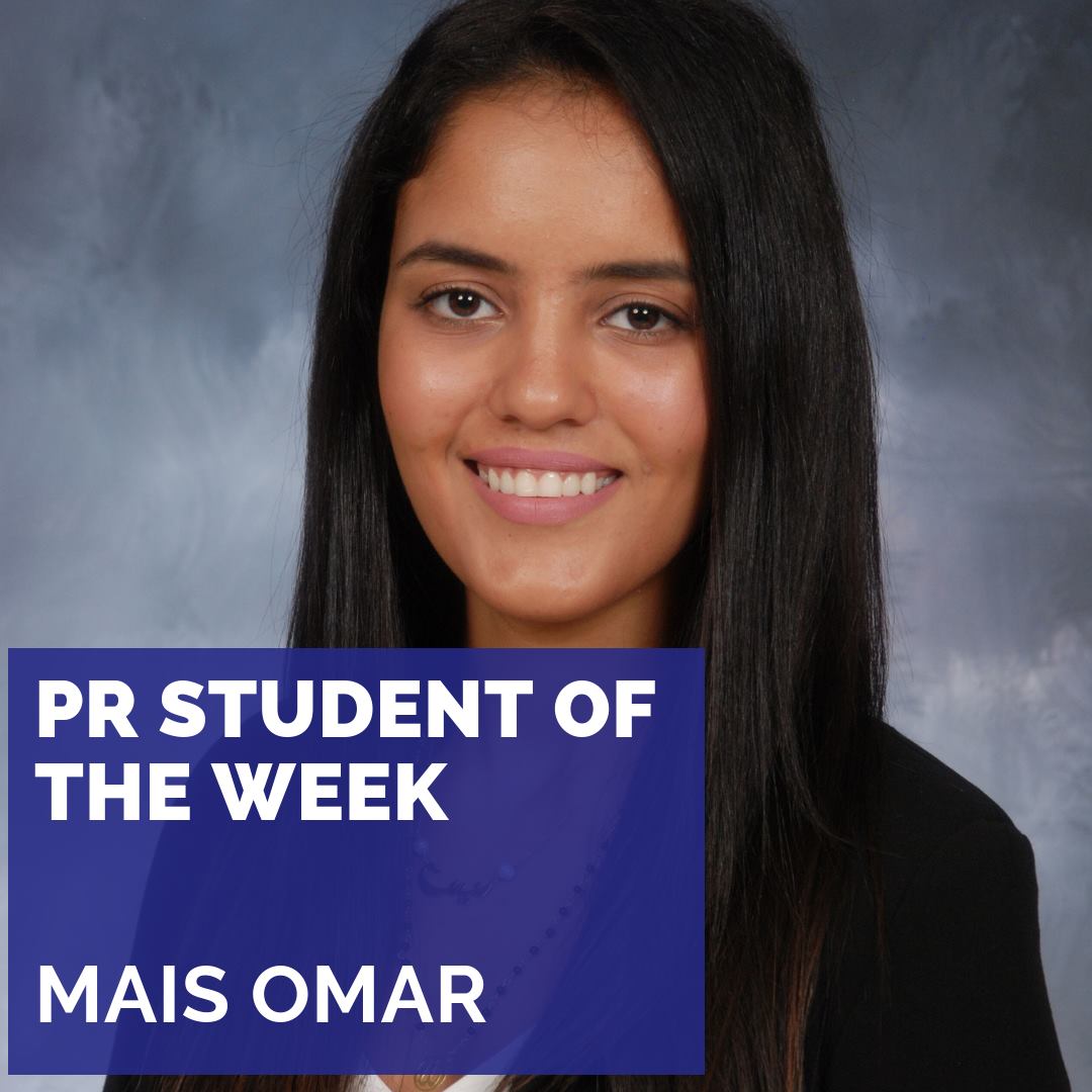 This week's #PRStudentOfTheWeek is Mais Omar from Jordan.

Do you have someone in mind for the next #PRStudentOfTheWeek? Send us your nomination!
#PantherPR

facebook.com/PantherPR/phot…