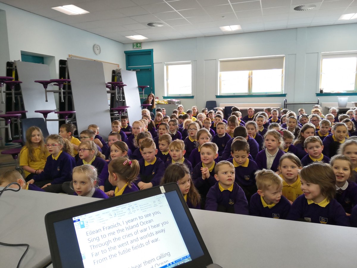 LaxdalePrimary's tweet photo. No space? No problem. The whole school squashed into the canteen today to practise our singing for the production in two weeks time. Working together to make it work. Pupils working hard at scripts, costumes, props and more. #workingtogetherforgood https://t.co/ruOUhn19iI