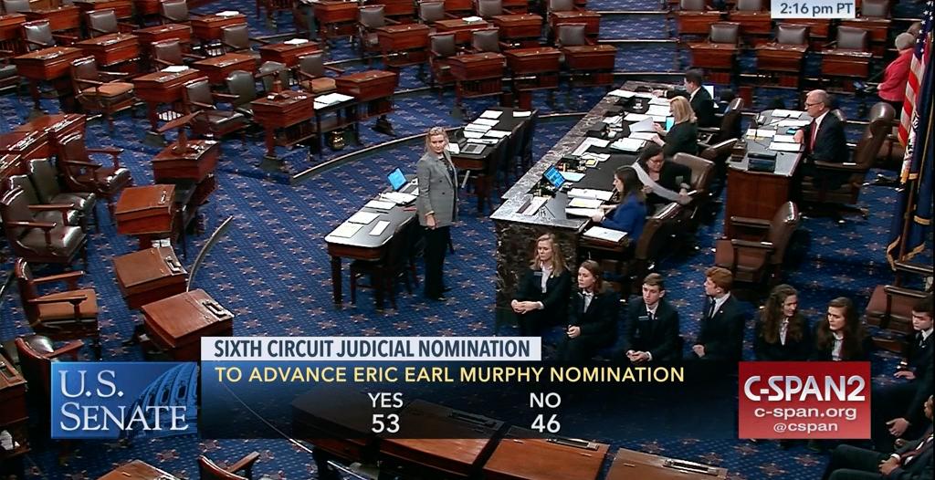 peoplefor's tweet image. Today, even though tomorrow is the anniversary of Bloody Sunday, the Senate filed cloture for Eric Murphy to the 6th circuit, a man who defended the Ohio voter purge. #ProtectOurCourts #StopMurphy