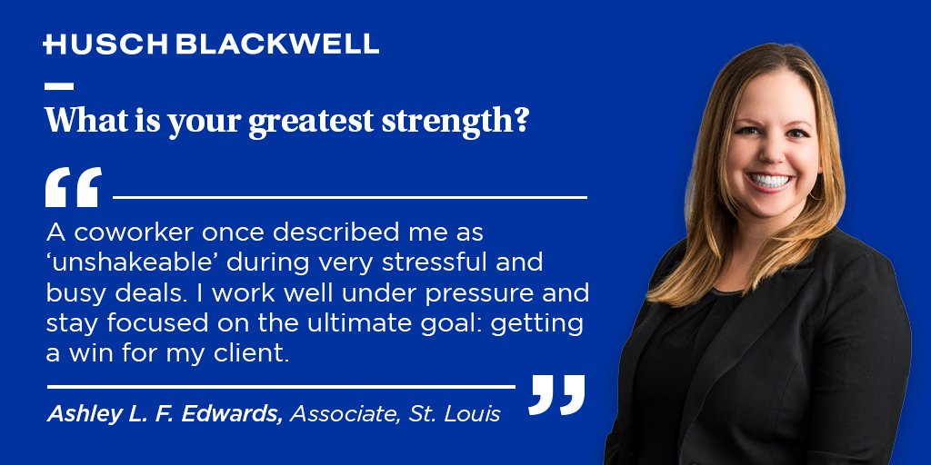HuschBlackwell's tweet photo. Meet @AshleyLFEdwards, attorney in our #STL office &amp; former small business owner. Ashley advises clients on a range of corporate issues, including commercial contracting, securities regulation &amp; corporate finance. #IWD2019 @womensday #BalanceForBetter https://t.co/0h6pFGnhKt https://t.co/91dHJxPaVB