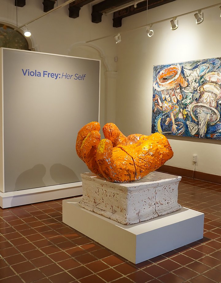 MarinMOCA's tweet photo. #ViolaFrey artwork treasures await you at "Viola Frey: Her Self" on view now thru 4/21 @marinmoca #claysculpture #paintings #drawings She is a #BayAreaLegend copyright 2019 @Artists_Legacy "Untitled (Orange Glove and Base) 1987, ceramic & glazes 35 x 40 x 39in VF-0020CLS https://t.co/3mZBmQwEmR