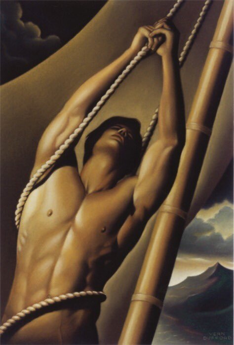 Homosartes's tweet photo. El trabajo de #VernDufford nis recuerda una atmósfera art deco . #maleart #malebody #maleartwork https://t.co/ks3A3c5qUh