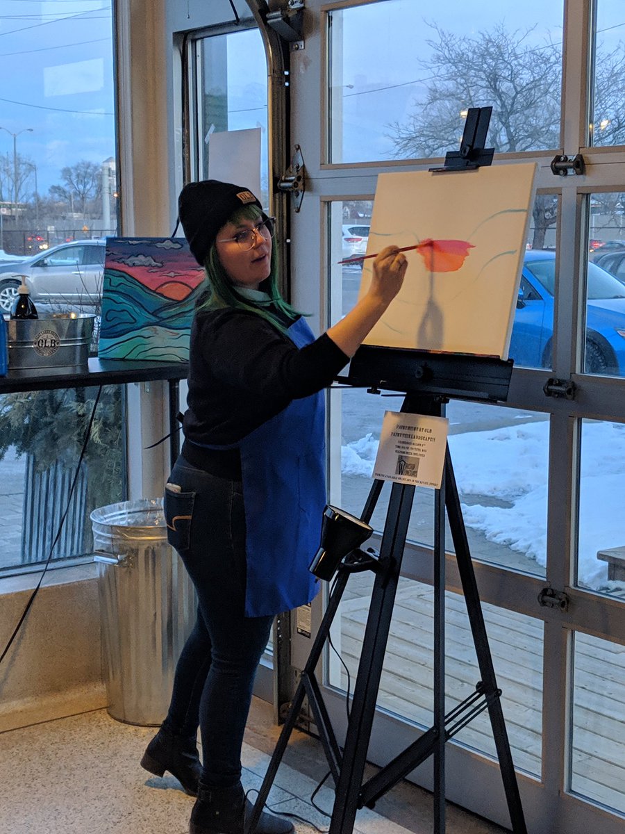 GreatLakesBeer's tweet photo. Paint Night with Baylee Bonnell, our resident artist, is well underway at GLB for our Workshop Wednesday. 

#GLBart https://t.co/2xXFswuVzb
