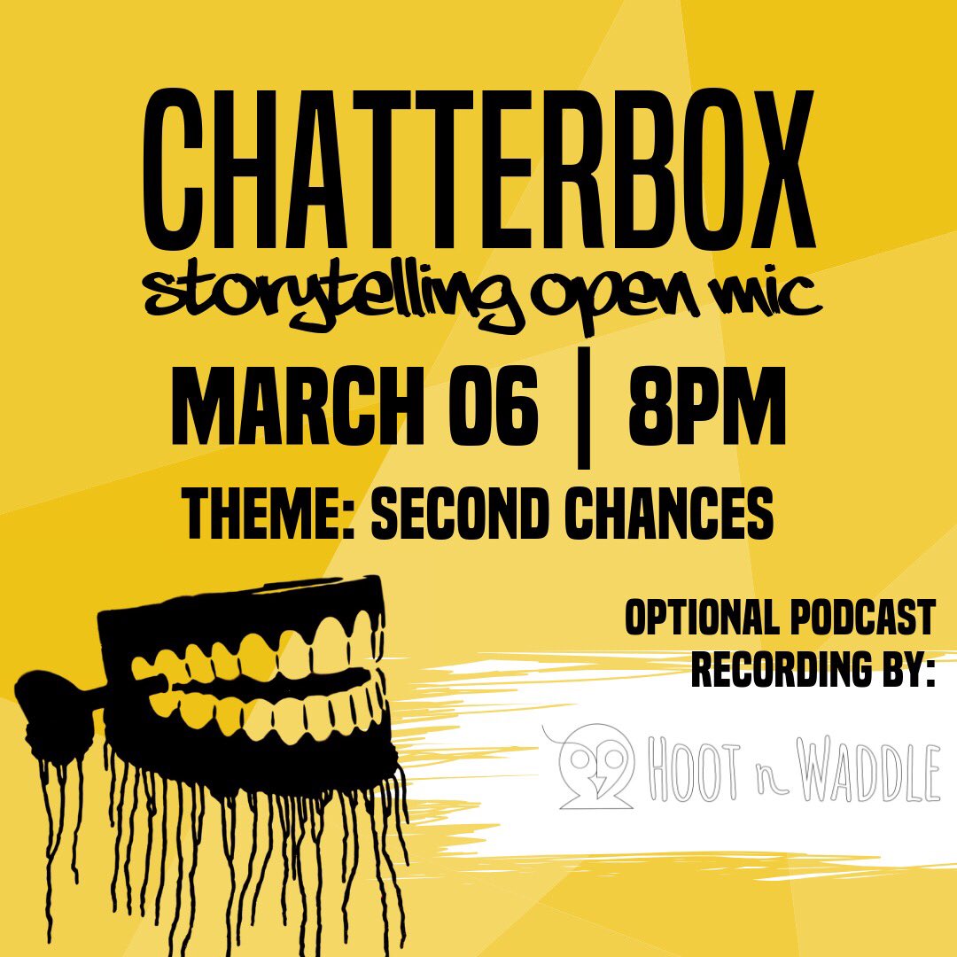 chatterboxaz's tweet photo. TONIGHT!! Come hang out with us at @FairTradeCafeAZ for our #Chatterbox recording, produced by @hootnwaddle. The theme is “Second Chances”. Sign up to share starts at 7:30p and show starts at 8p! See you there 💛🎙 

https://t.co/GStcIrDPm6 https://t.co/sB96gMLn1k