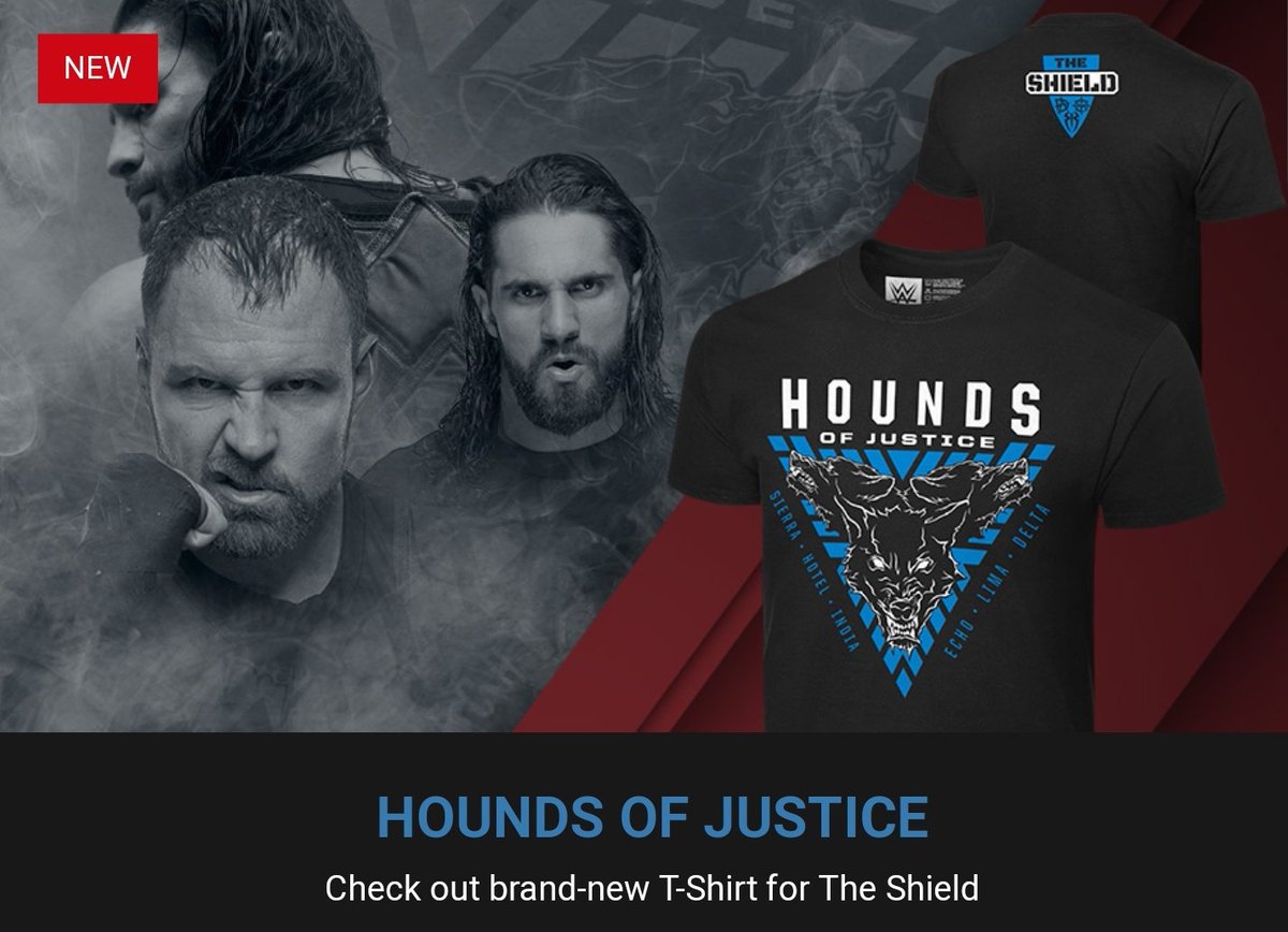 The Shield Shirt. Hounds of Justice. WWE the Shield shop logo. The Shield WWE logo.